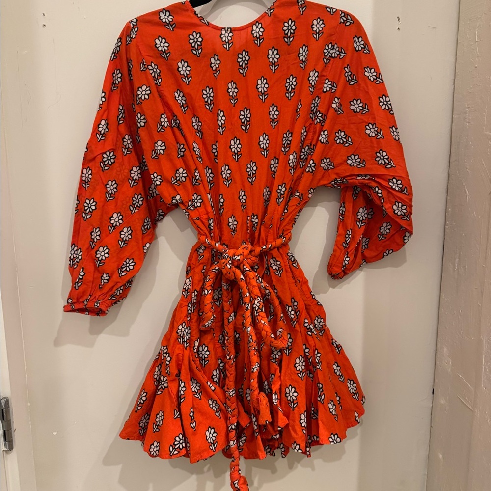RHODE Floral Dress with Tie Waist